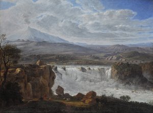 La cascada Caracci cerca de Aderno al pie del monte Etna de Karl Gothard Grass
